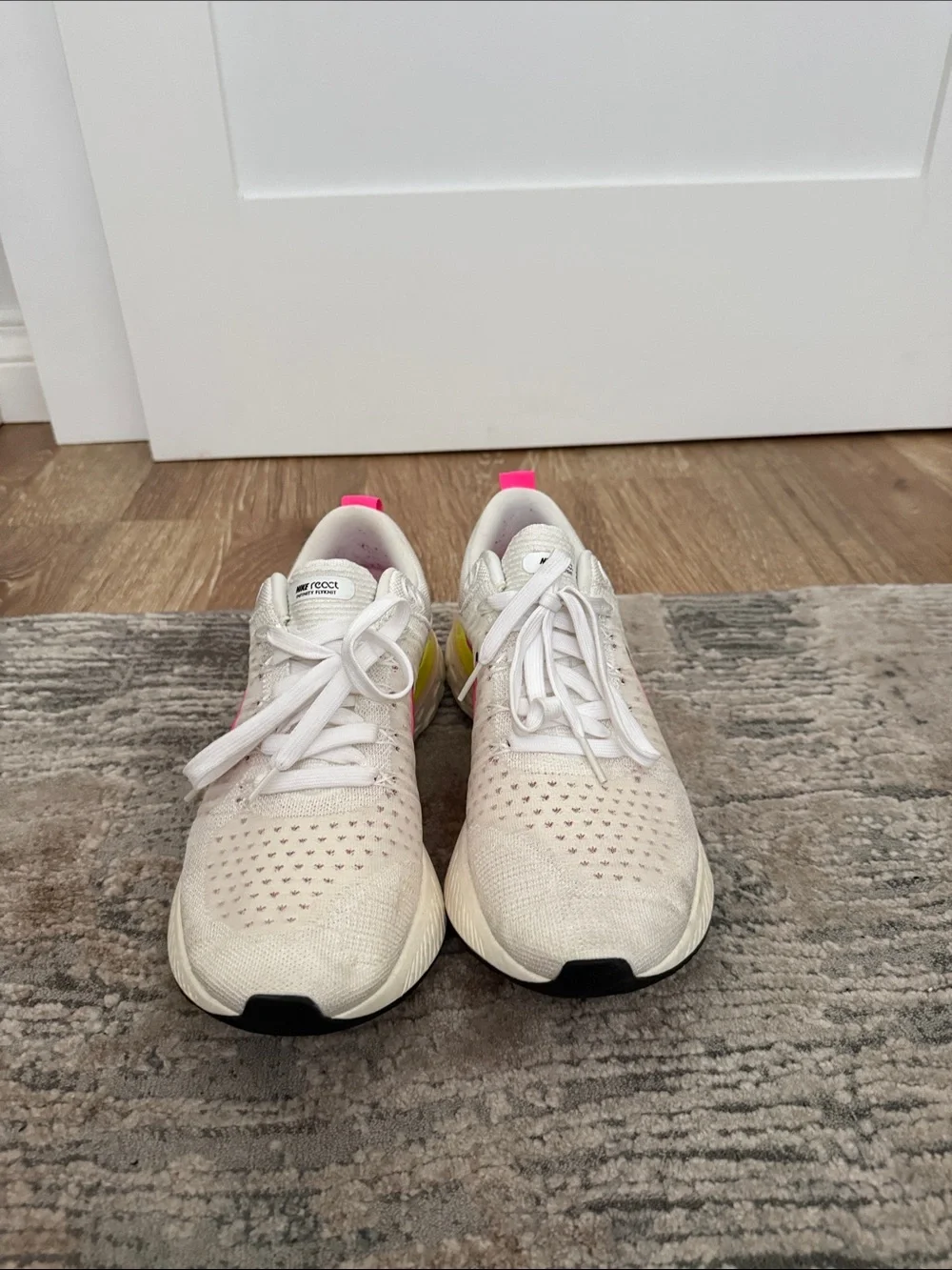 Nike Cream Running Shoes with Pink & Yellow Accents